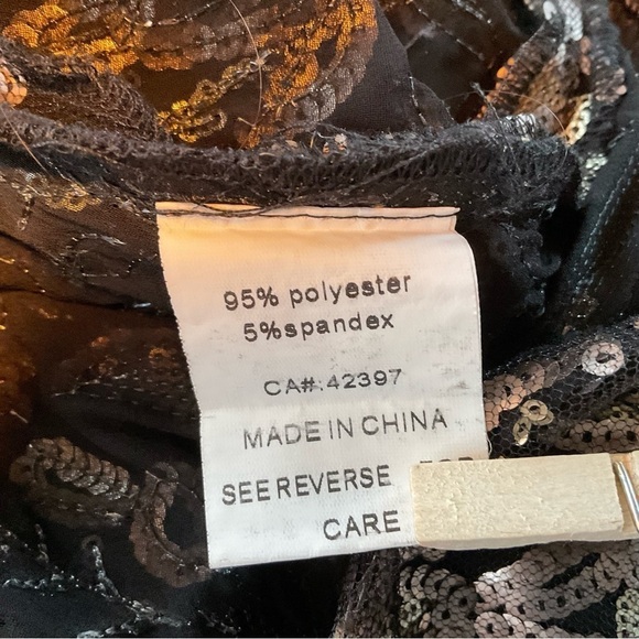 Pink Martini Gold Sheer Cocktail Dress M Black Mesh‎ Mini - Picture 10 of 14